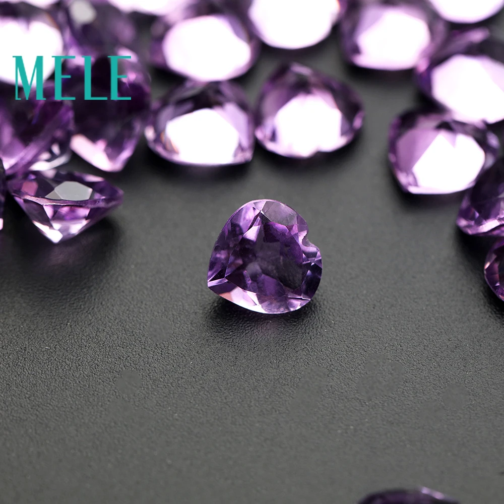 Brazil natural amethyst for jewelry making,heart cut 8X8mm 1.57ct loose stone,high quality DIY gemstone