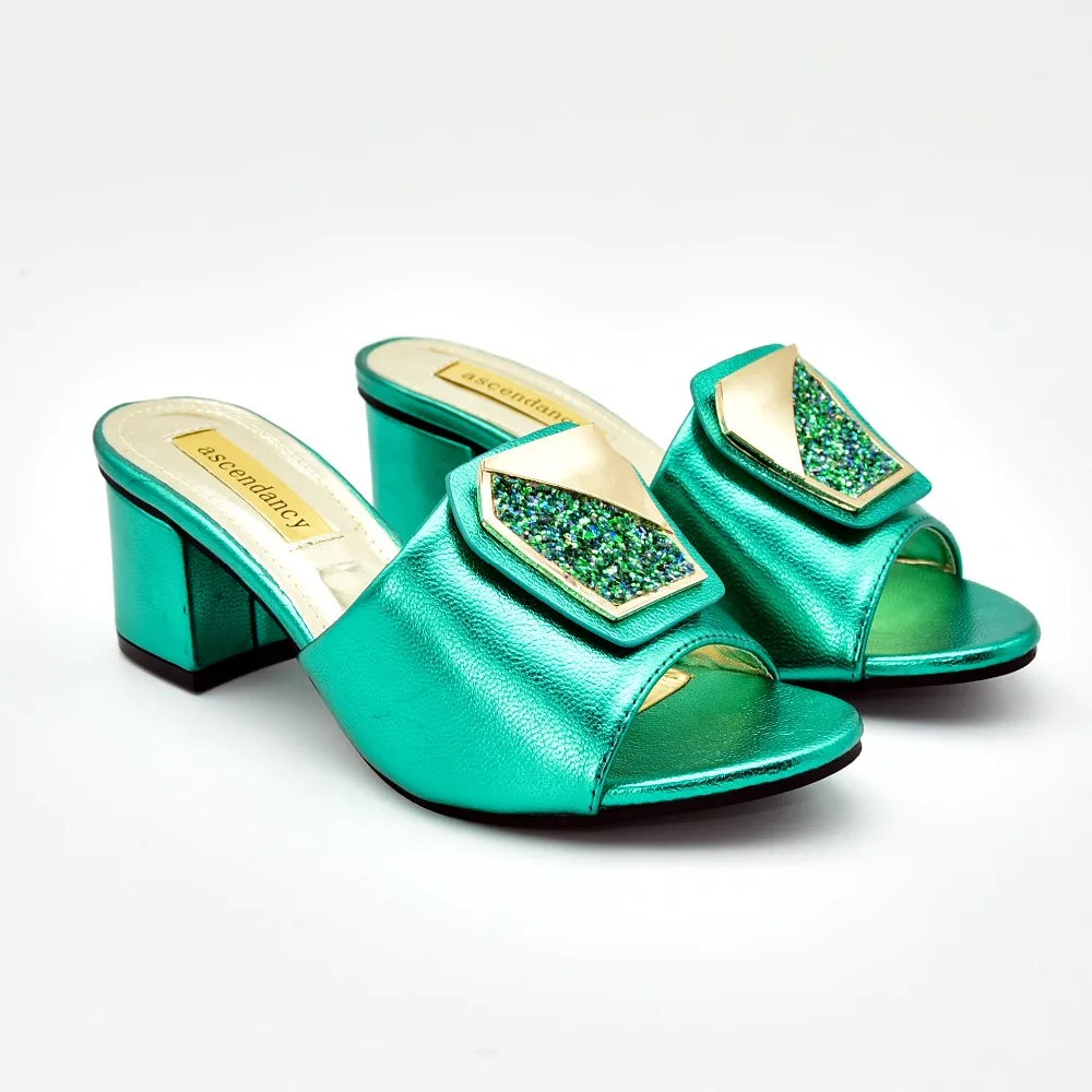 

2019 new fashion arrival shoes slippers lady green shoes heel 2.76 inches with size 38to 42 lady fashion shoes free ship SS002-1