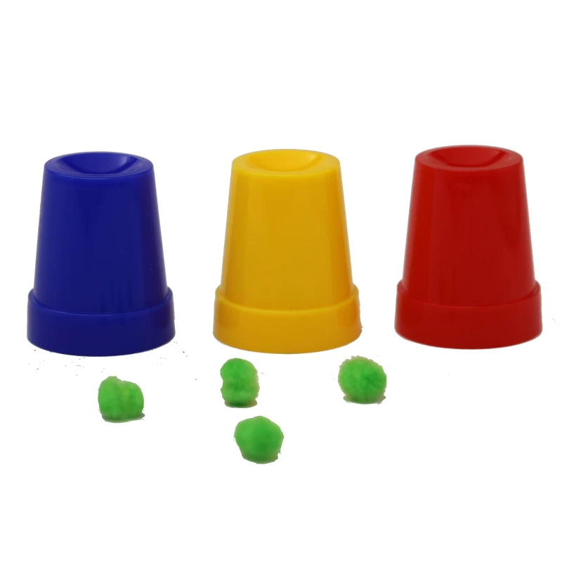 

50sets/lot small mini three Cups & Balls 3.4*3.0cm close up Magic Tricks illusion mentalism truco magia children kids toy 82079