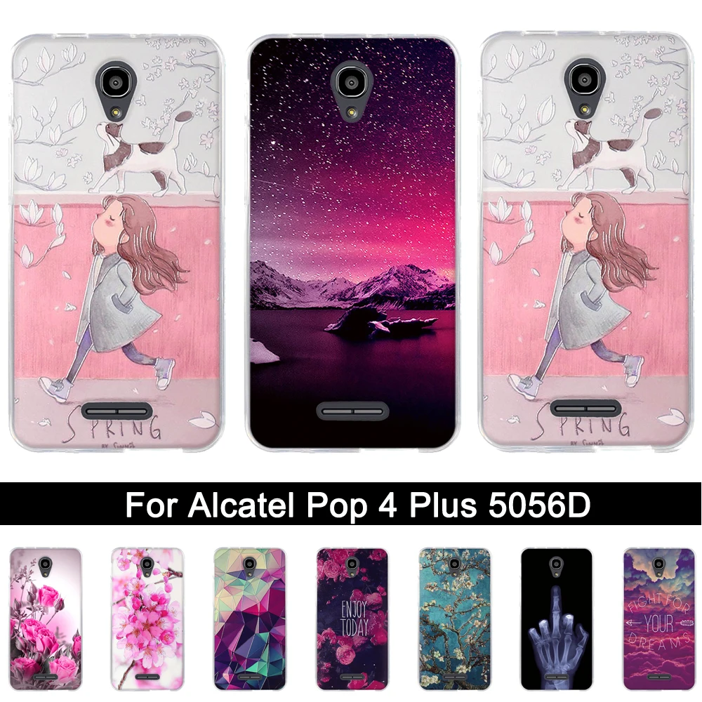 

3D Relief TPU Case for Alcatel POP 4 Plus 5056D Back Phone Cases Cover for alcatel pop4 plus 5056D 5.5 inch Soft Silicone Shells