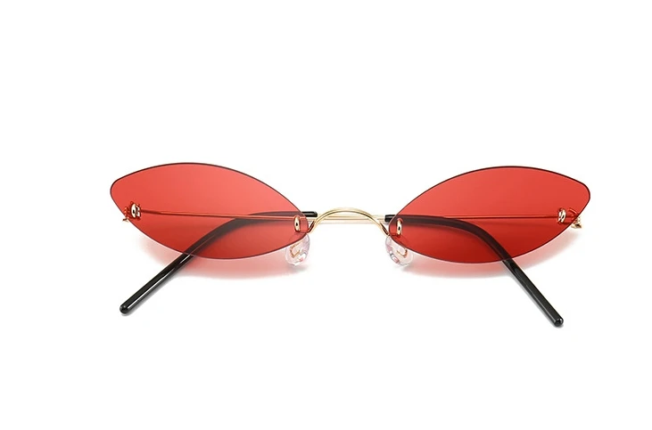 Серьги в форме маленького овального солнцезащитные очки «кошачий глаз» Для мужчин Для женщин Модные оттенки UV400 Винтаж очки 46086 - Цвет линз: C3 red