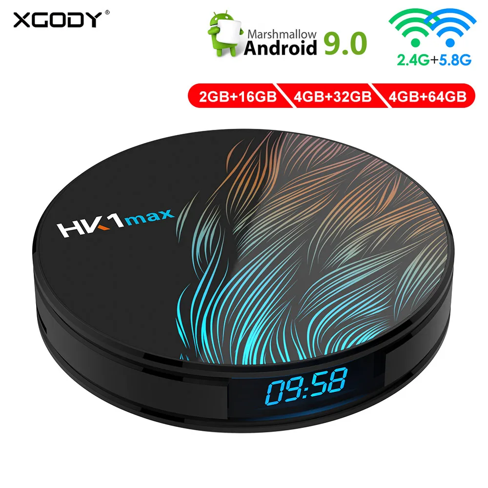 XGODY HK1MAX Android 9 0 Smart tv Box RK3328 четырехъядерный 64 бит телеприставка 2 4G/5G двойной wifi 4 K HD
