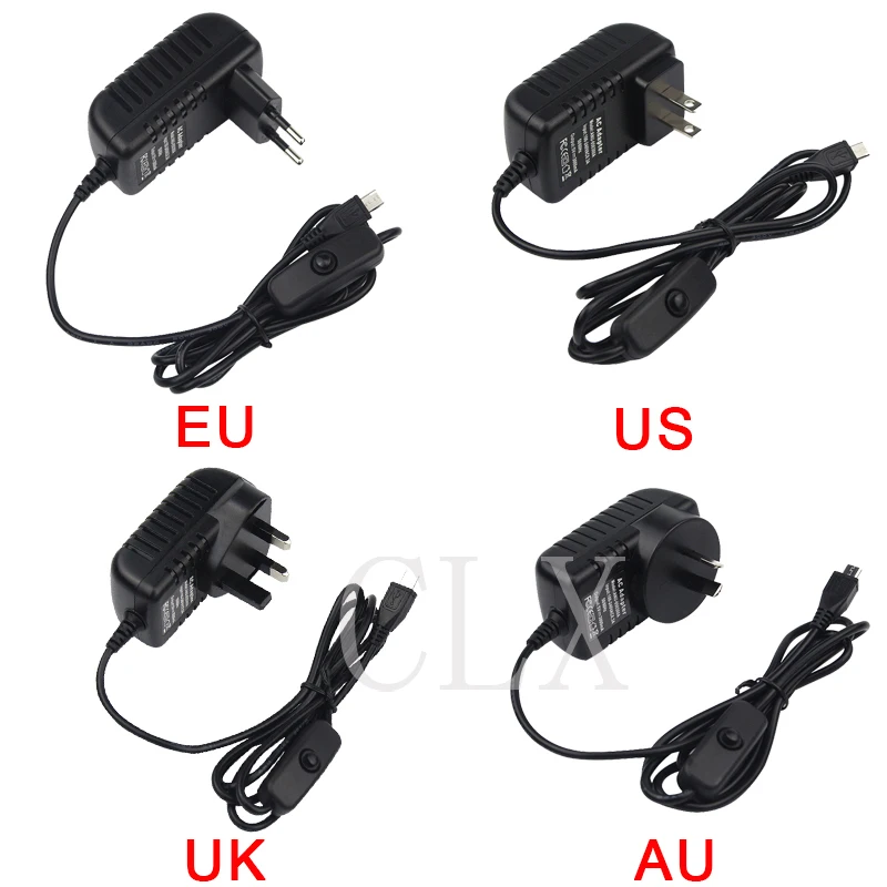 5V 3A Raspberry Pi 3 Model B + кнопка переключения питания адаптер Micro USB порт для