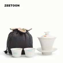 115 мл японский стиль белый из нефрита и фарфора олень быстрая чашка Gaiwan чайная чашка портативный дорожный чайный набор кунг-фу с чайным ситом