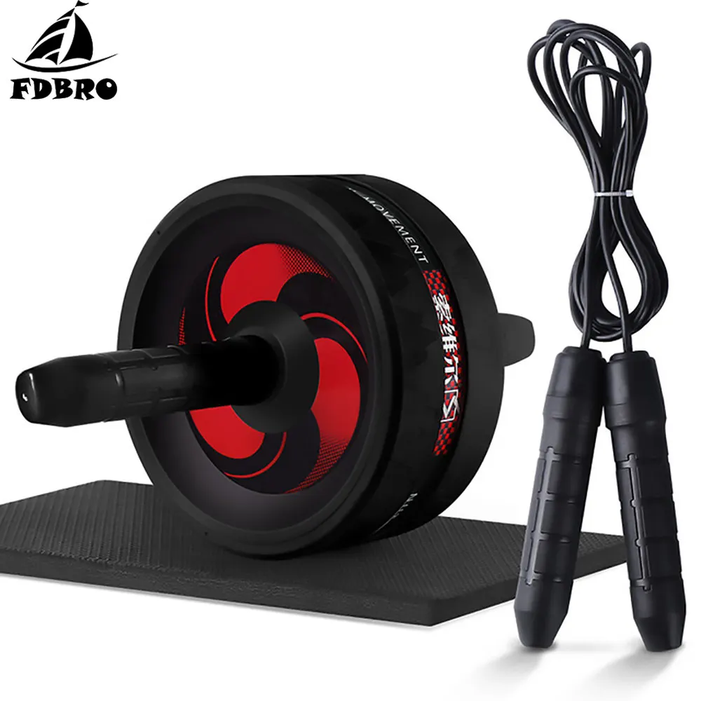 FDBRO Body Building Roller&ampJump Rope No Noise Abdominal Wheel Ab Roller with Mat for Exercise Fitness Equipment