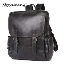NBSAMENG Genuine Cowhide font b Leather b font font b Men b font font b Backpacks