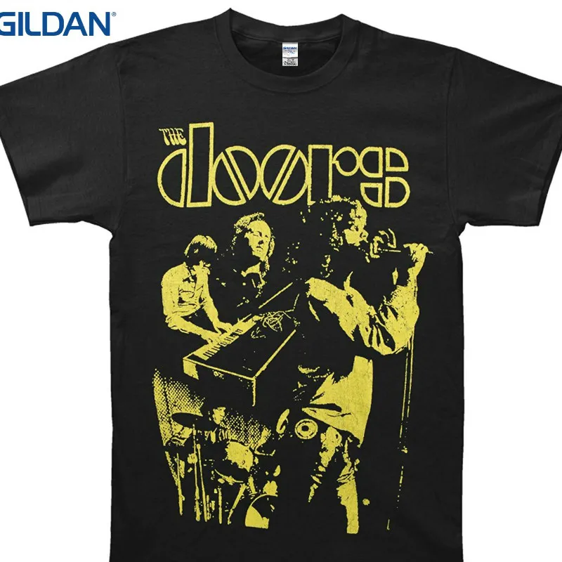 

Short Sleeves Cotton Fashion T Shirt Free Shipping The Doors Live Neon Yellow Adult T Shirt
