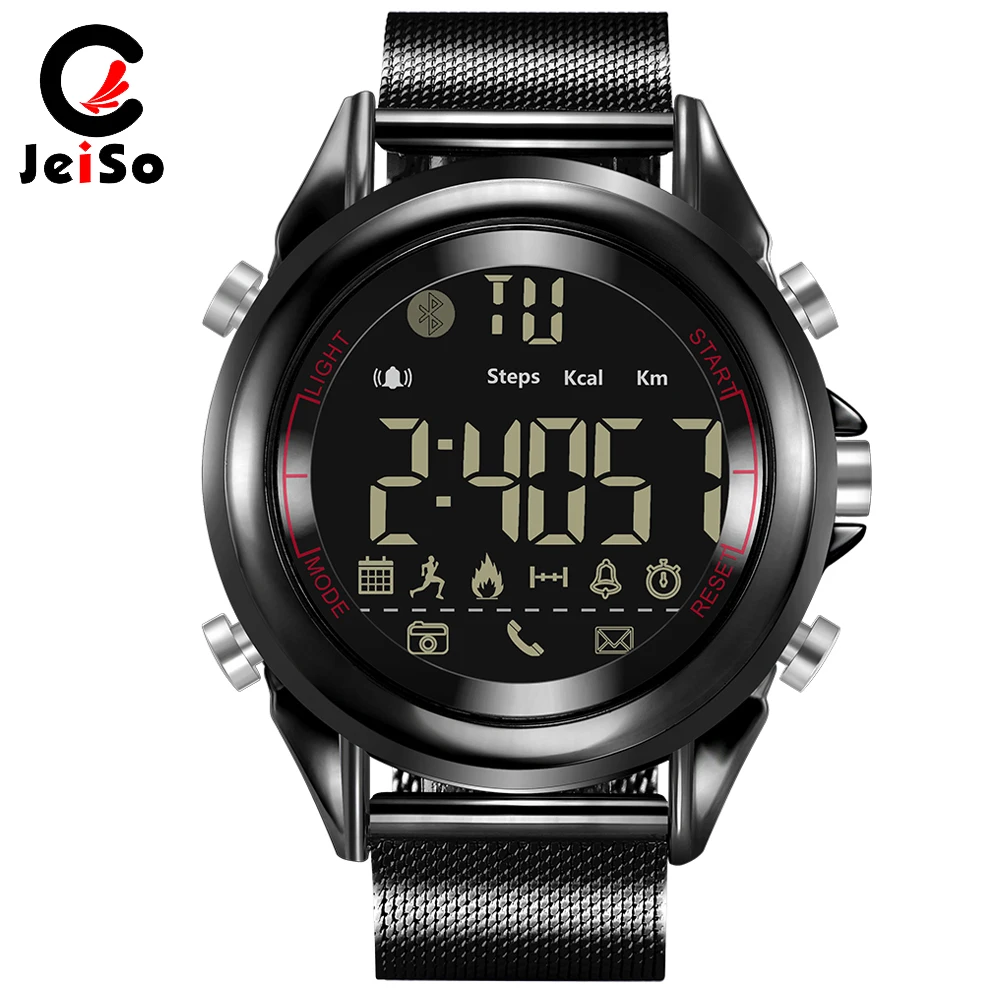 

JEISO New Sports Smart Men Watch Calories Pedometer Multi-Functions Bluetooth Fashion Mens Military LED Electronic Wrist Watches
