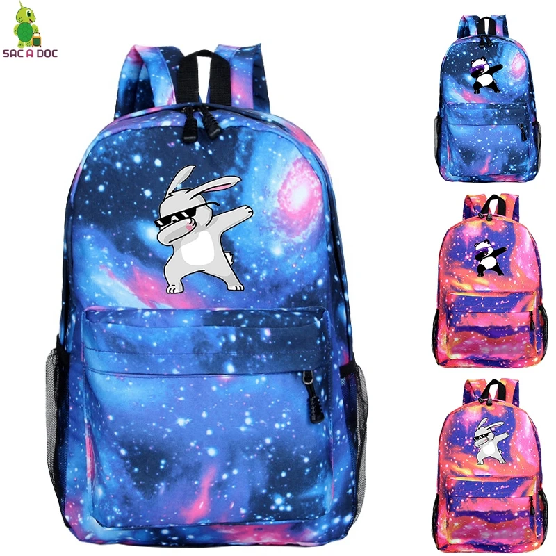

Dab Bunny /panda Backpacks Funny Shool Bag Dabbing Bunny Bagpack boys girls Backpack Galaxy Mochila Cute Latop/travel Backpack