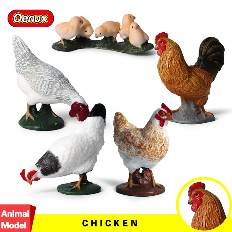 

Oenux High Quality 5PCS Poultry Rooster Hen Chick Farm Animals Model Action Figures Toys Educational&Collection Toy For Kids