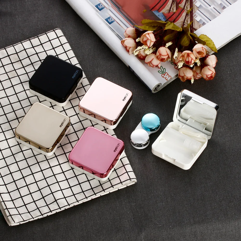 

1PC ABS Plastic Square Mirror Cover Colorful Contact Lens Case Travel Container Holder Storage Soaking Box Case Hot Sale