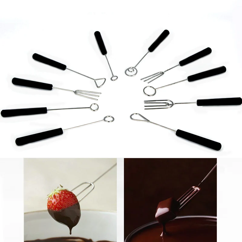 

10Pcs Chocolate Dipping Forks Party Fondue Fountain Cake Decorating DIY Tool Set Cake Tools Cake Decorating Chocolate Tools