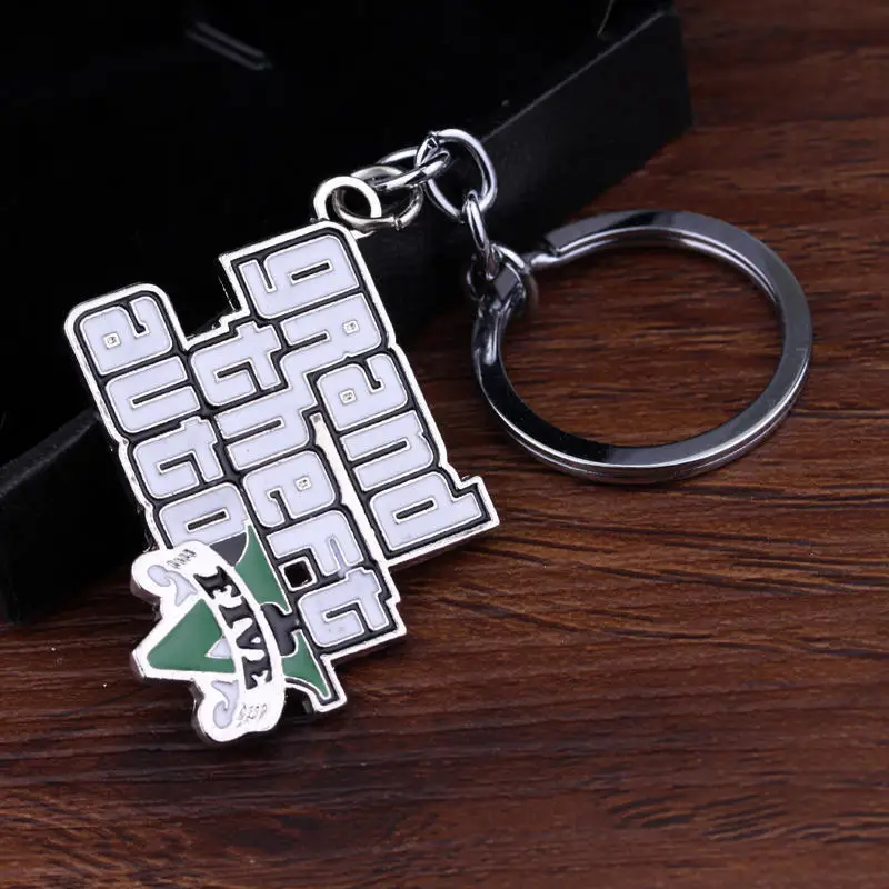 

Free Delivery GTA SAN Andreas 5 V Sign 3 d Game Series Cool Pendant Silver Key Chain High Quality Gifts Movie Jewelry