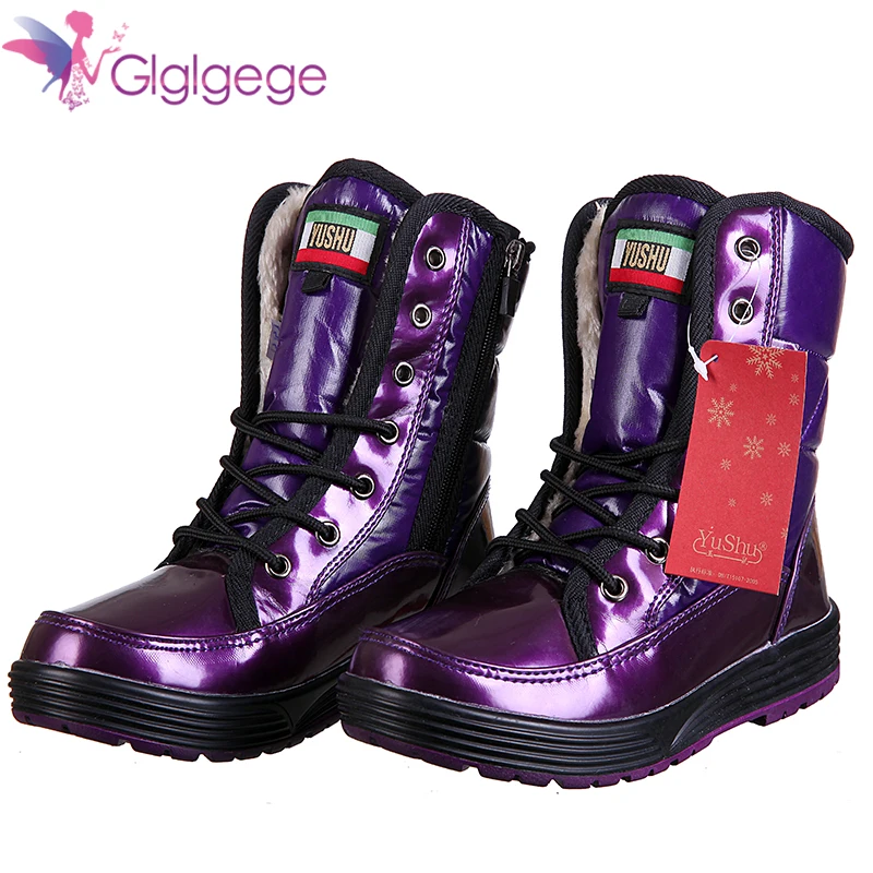 

Glglgege Women Winter Warm Boots Antiskid Outsole Lady Snow Boots Fashion Style Easy Wear Lace-Up Plush Boots Plus Red blue