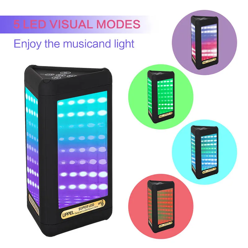 

New Bluetooth 4.0 Speakers Portable Wireless LED Light Visual Display Mode Built-in Mic Hands-free