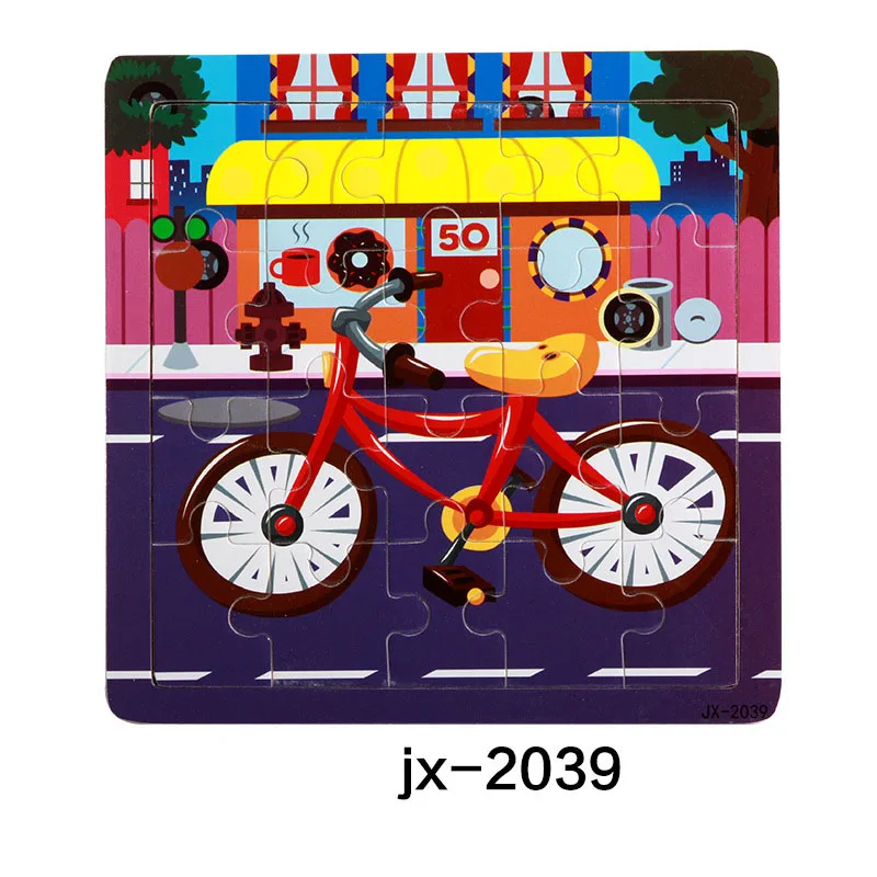 Деревянная машинка-головоломка, игрушки для детей, развивающие, Обучающие Детские обучающие игрушки, Мультяшные головоломки с животными, самая низкая цена - Цвет: bicycle