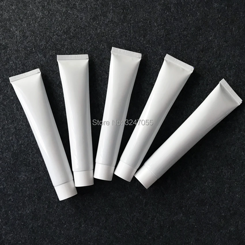 50 г/50 мл Белый пластик Сжимаемый пустой зубная паста многоразового использования Мягкая трубка, DIY косметический стоматологический шланг для хранения мягкий контейнер