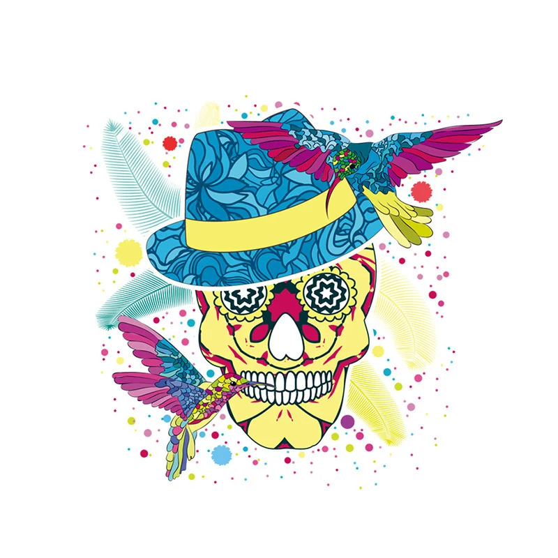 

10pcs Ethnic Skull Patch Iron On Clothes A-Level Washable T-Shirt Diy Decoration Parches Ropa Print By Household Irons Applique