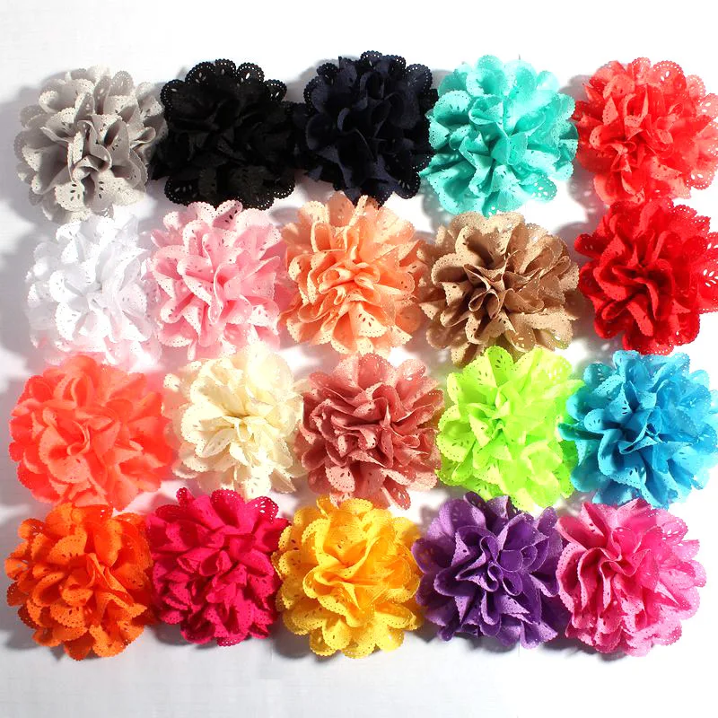 1PC 10cm 20Colors Fashion Hollow Out Blossom Eyelet Hair Fabric Flowers