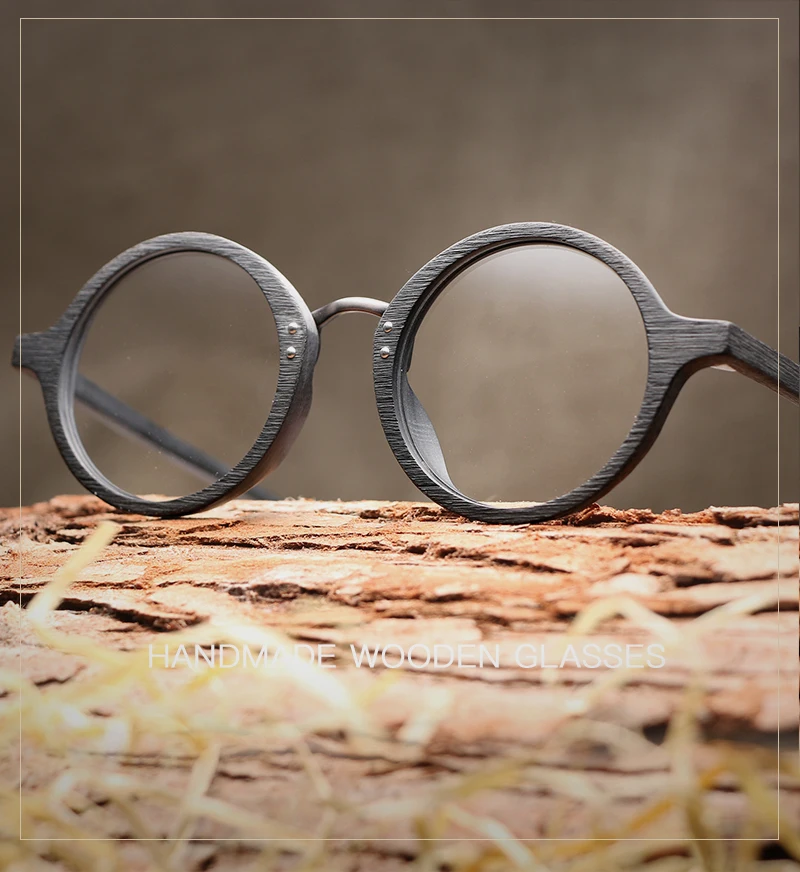 HDCRAFTER, винтажные Ретро Круглые очки, оправа, дерево, рецепт, близорукость, очки с прозрачными линзами, очки для чтения в деревянной оправе, оправа