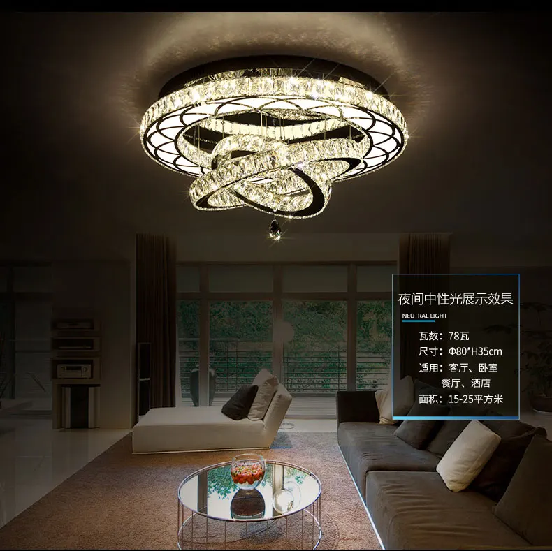 Современный светодиодный светильник с кристаллами, креативный светильник для гостиной, круглый подвесной светильник на присоске, атмосферный модный ресторанный светильник светодиодный