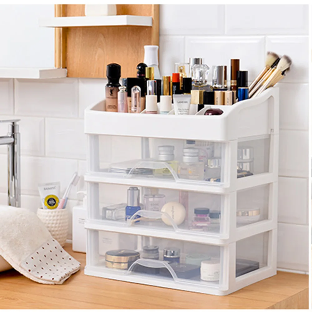 

Plastic Cosmetic Storage Box Multifunction Desktop Storage Boxes Drawer Makeup Organizers Stationery Storage Organizer