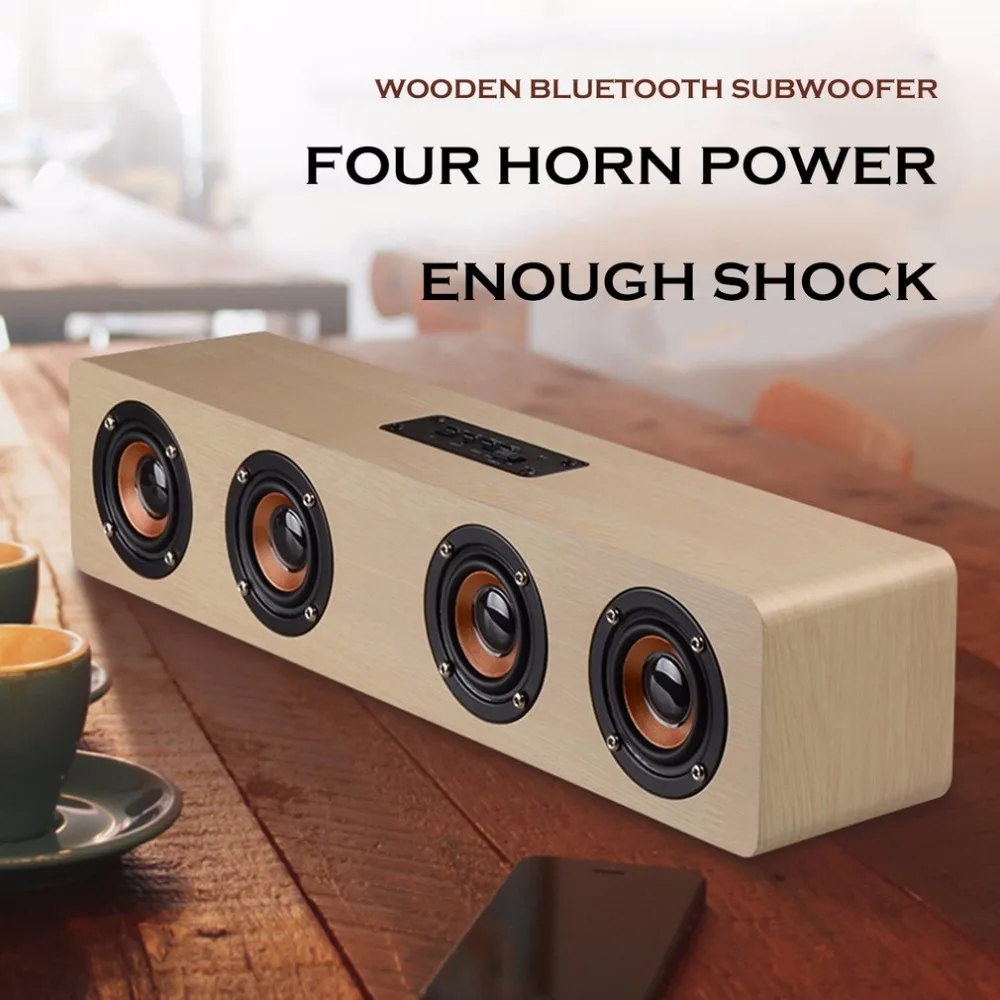 

High-power Wooden Bluetooth Speaker With Four Horns Support Hands-free Calling & TF Card & AUX Compatible With Bluetooth