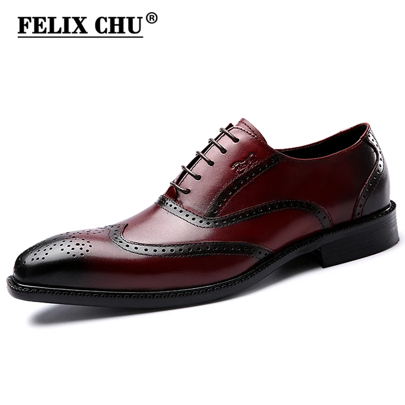 Nas Oxford Luxo Genuíno Couro Chu Lace Festa Vestido burgundy Asas Felix Brogue Formal Escritório Com Sapatos Up Casamento Borgonha Das Pontas Clássico Homens Do Black Dos 6PXqPwt