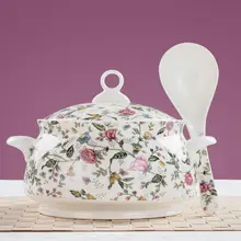 9 дюймов, из костяного фарфора супница для хранения продуктов, Классическая обеденная сервировочная чаша, фарфоровая пищевая коробка супница, большая чаша для супа керамическая