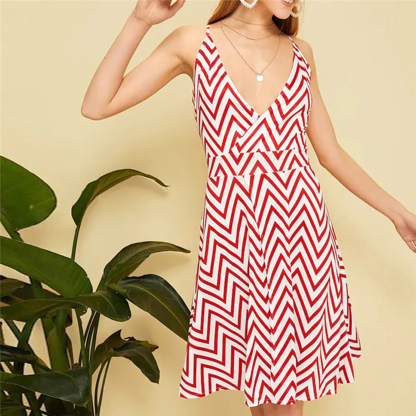 Fashion New Women Summer Casual Daily Lady Elegant Dress Striped Sleeveless Casual Cocktail Party Dress #4A17   (7)