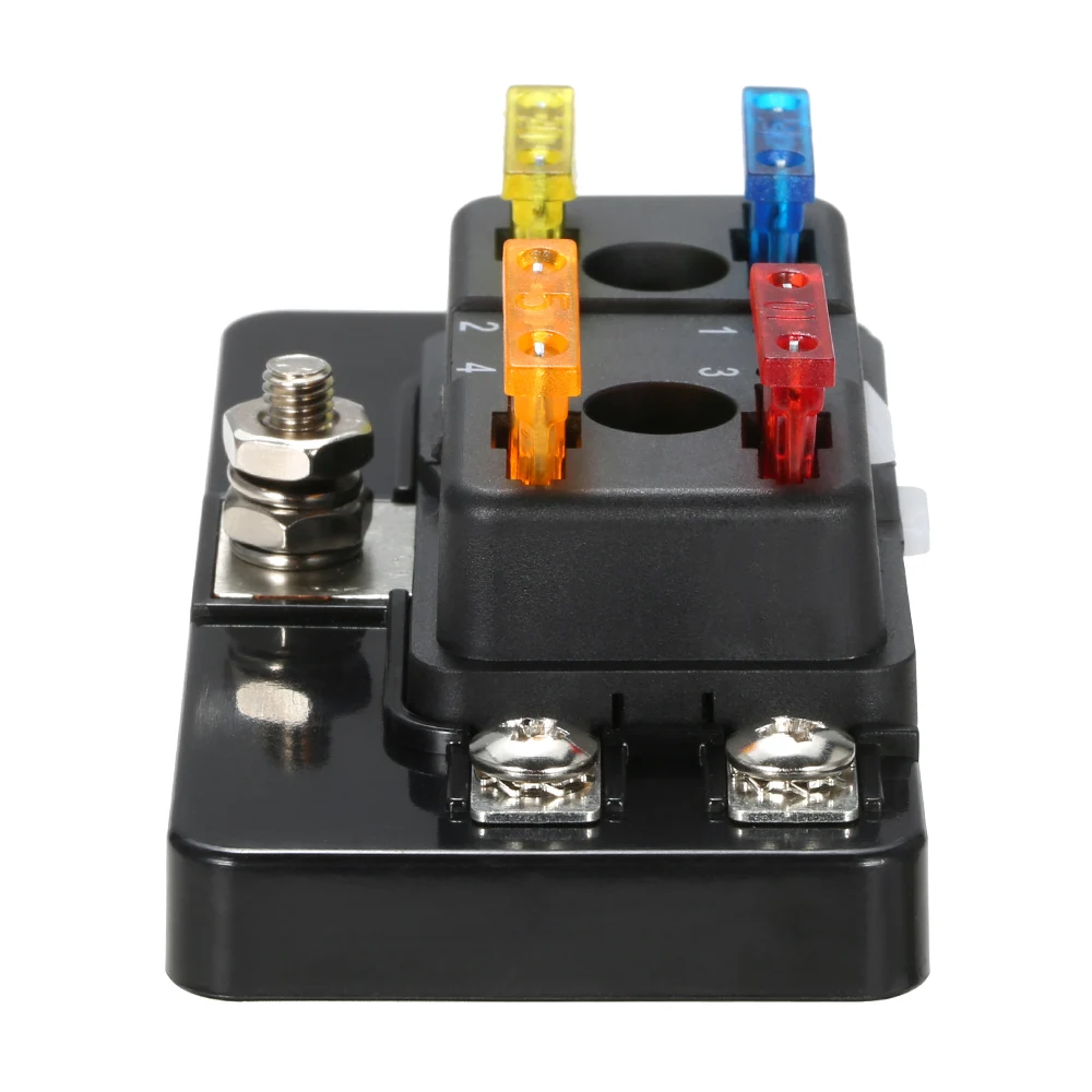 

New Universal 4 Way Blade Fuse Box with LED Indicator Fuse Block for Car Boat Marine Caravan 12V 24V