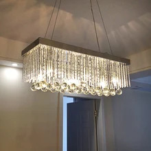 Серебряный ресторан кристалл подвеска свет люстры кристалл прямоугольник подвеска кристалл лампа столовая серебро luminaria abajur