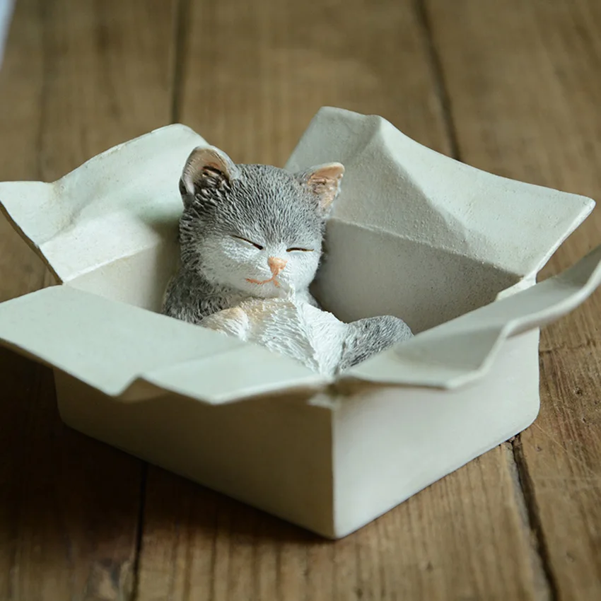 Креативная миниатюрная фигурка мини кота из смолы Имитация животных ремесло