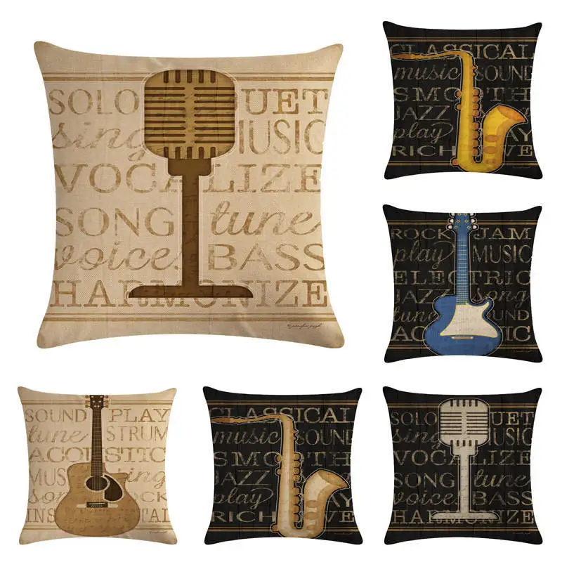 

Retro musical instruments Throw Pillows cover Sofa Car Cushion Cover for Home Decorative 45x45cm Pillowcase