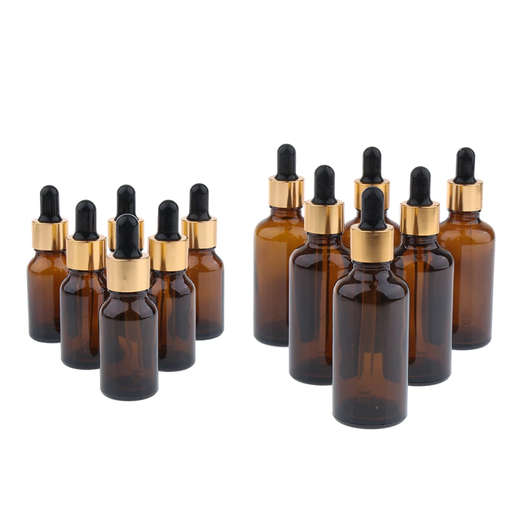 Pack Of 12pcs, Portable Empty Glass Dropper Bottles For Essential Oils, Colognes & Perfumes With Eye Droppers