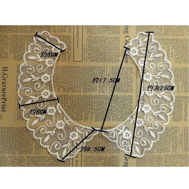 1 пара вышитый белый бежевый цвет хлопок кружево вырез Воротник Аппликация скрапбукинг Швейные аксессуары