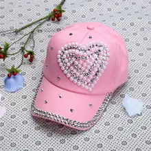 Женская бейсбольная кепка со стразами в форме сердца, шикарная шапка с бриллиантом, Детская кепка в стиле хип-хоп