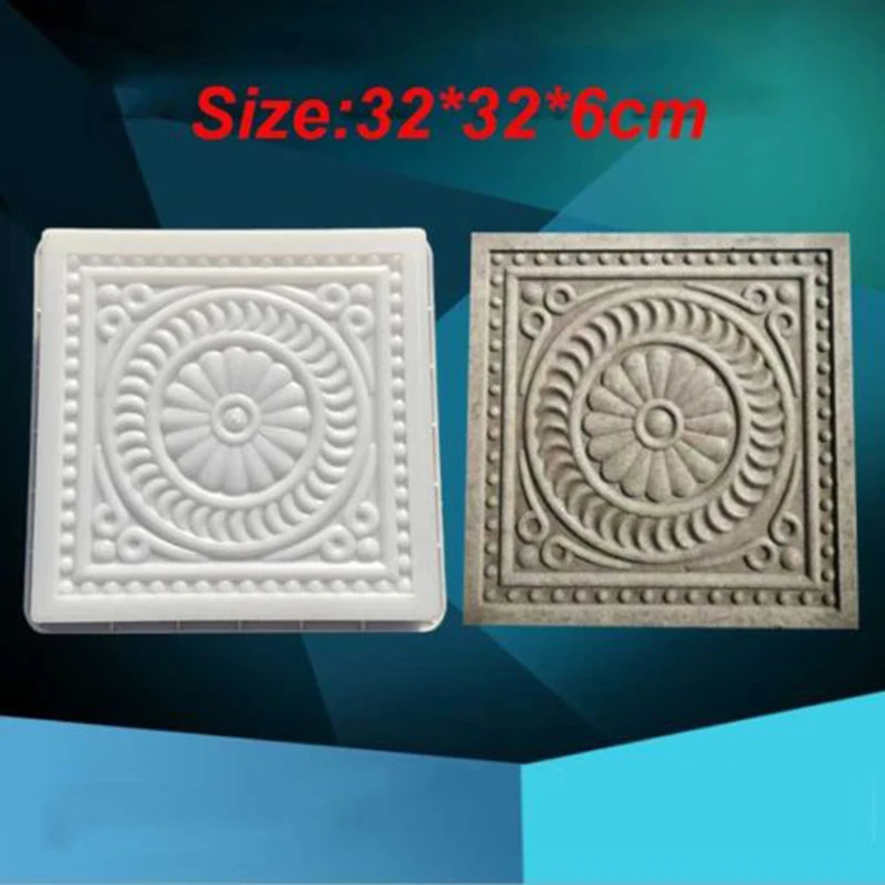 Mould White Pavement Patios Concrete DIY Plastic Road Paving Stone Walkways Paths 32*32cm*6cm Square Path Maker