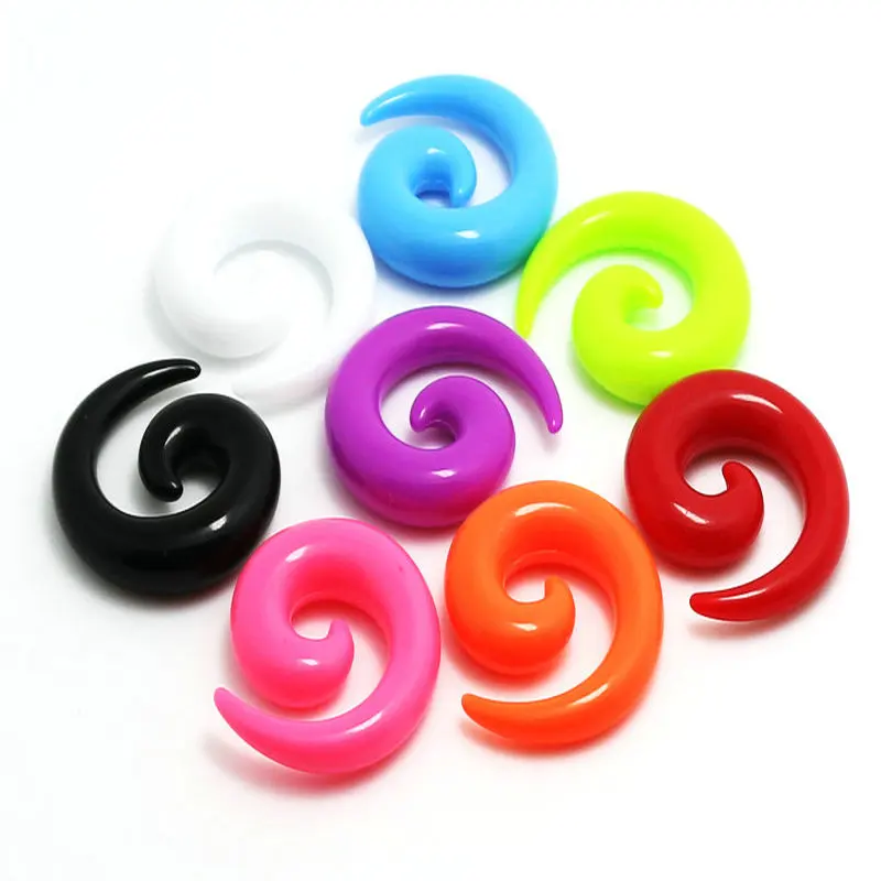 12Pcs Solid Color Acrylic Ear Tapers Spiral Ear Stretching Piercing