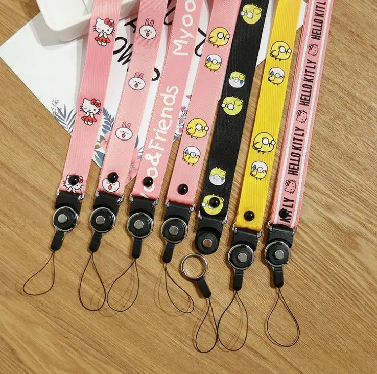 

Cartoon Kitty pink Cat Rabbit demon wrist strap Tag Strap Neck Lanyards for key ID Card IPhone USB badge holder Hang Rope