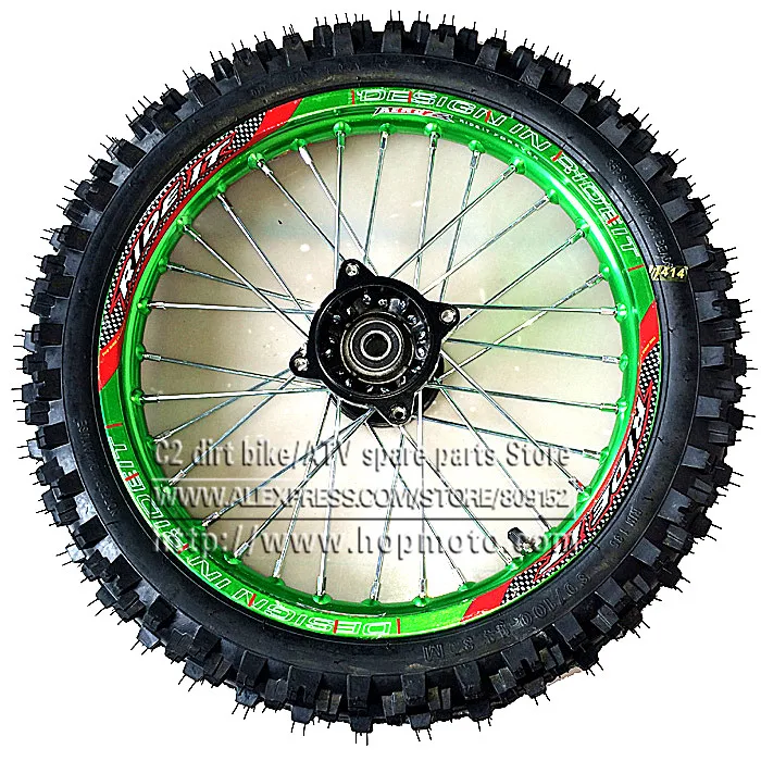 60/100 14 GuangLi Tyre Front Dirt Bike Pit Bike Racing Full Wheels 1.40 14" Inch Alloy Rim with