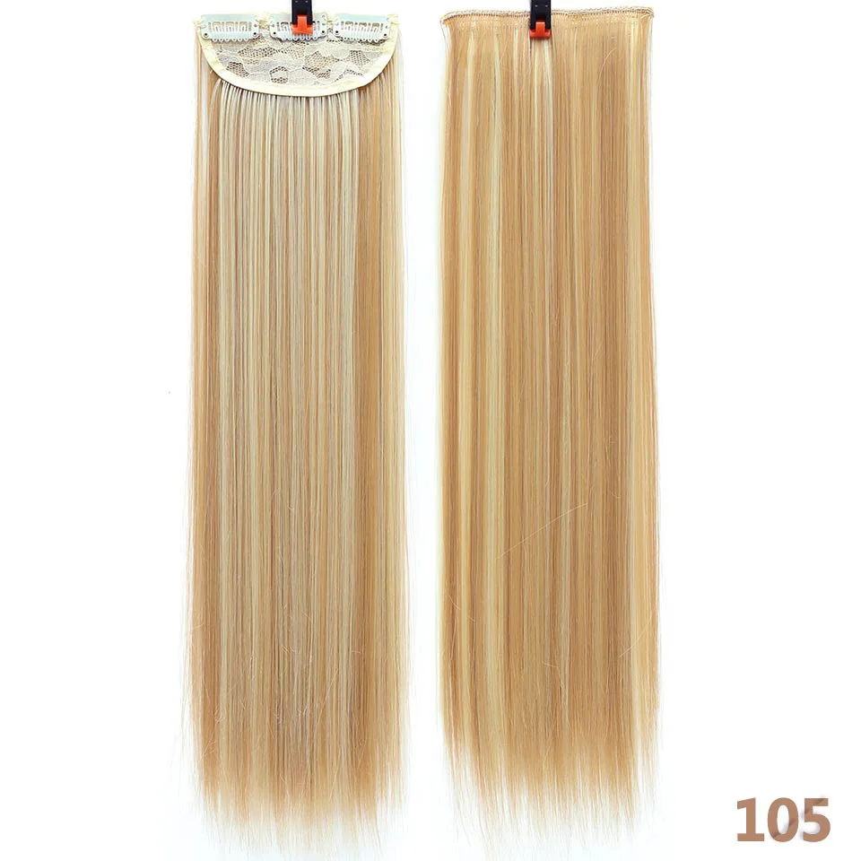 Длинные прямые 3 зажима в 1 шт. наращивание волос черный термостойкие синтетические поддельные волосы прически для женщин AOSIWIG - Цвет: #10