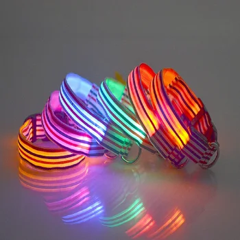 

Colorful LED Charging Reflective Pet Dog Collars Adjustable Nylon Noctilucent Dog Necklace Choker Pet Dog Puppy Neck Ring Gift