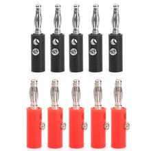 4mm Insulated Banana Plugs Connectors Jack New 10pcs Red + Black                                                              #8