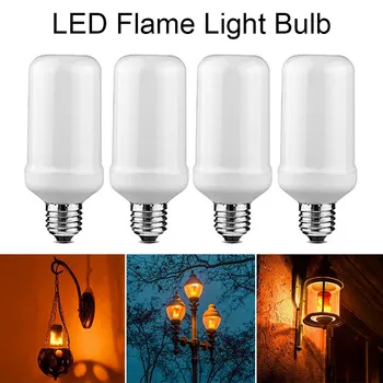 

4 Pack E27 E26 Simulation Flame Effect LED Bulb Corn light Emulation Fire Flicker Burning Decoration Lamp 3 Modes+Gravity Sensor