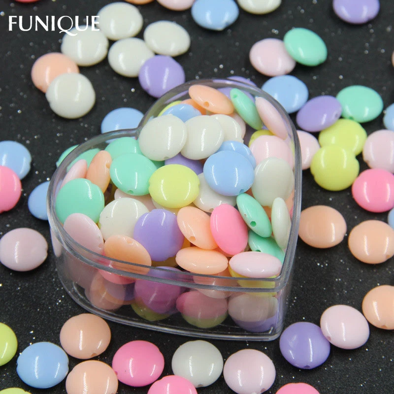 200PCs Candy Color Acrylic Spacer Beads Oblate Mixed 12x5mm