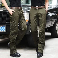 Открытый Пеший Туризм Для мужчин Для женщин камуфляж брюки хлопок форма длинные брюки Военные Холст мешковатые прямая трубка Мульти сумка армии Вентилятор