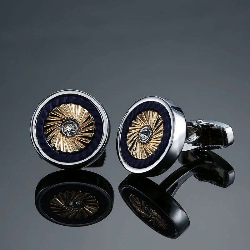 Novelty High Quality Vintage Wave Pattern Gold Cuff Link Retro