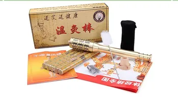 

free shipping moxa roller Extra large pure copper moxa stick moxibustion stick moxa roll stick moxibustion rod box