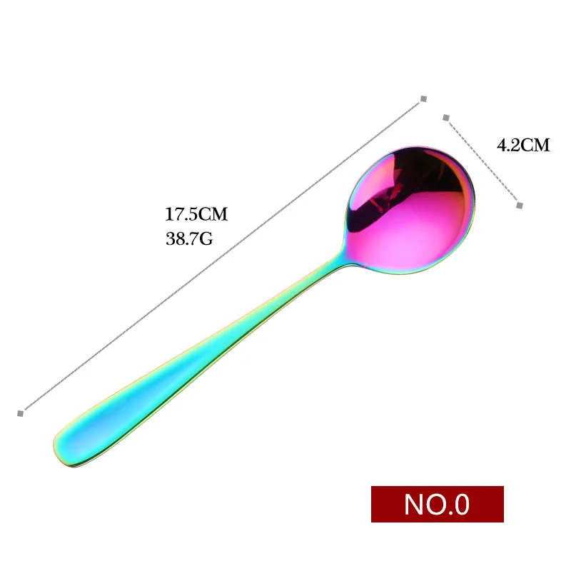Новая красочная сервировочная ложка из нержавеющей стали круглой формы, ложки для кофе, ложки для мороженого, десерта, чайная ложка, посуда, кухонные инструменты для кафе